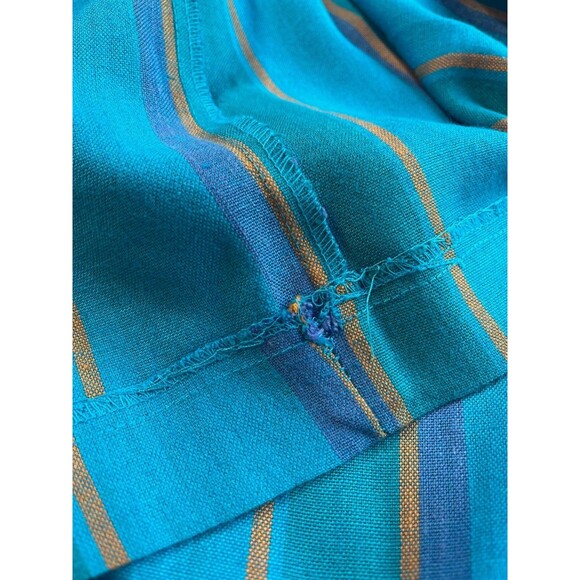 Vintage 80s Rafaella Midi Skirt Striped Blue Yellow Pintuck Pleats Granny Twee 8 - Picture 12 of 14